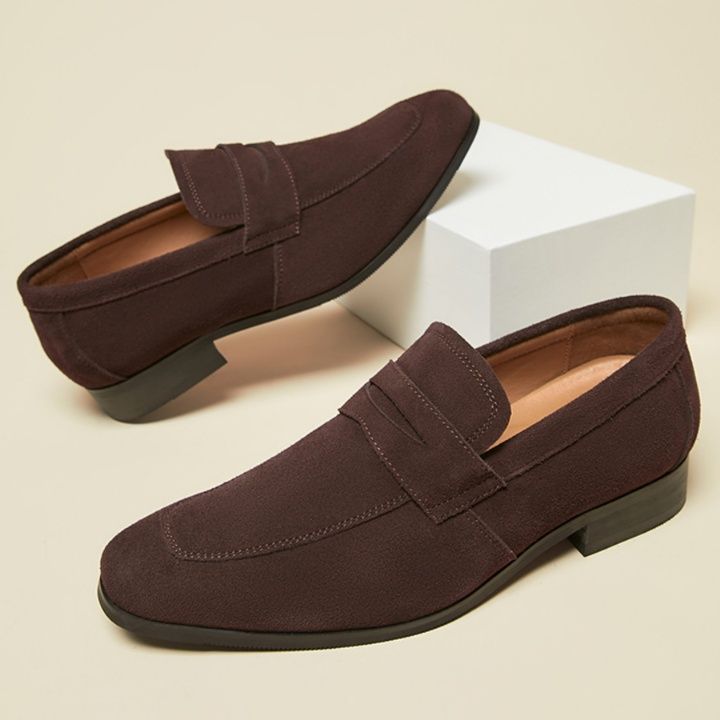 スエード靴 上質素材使用紳士用本革ペニーローファー