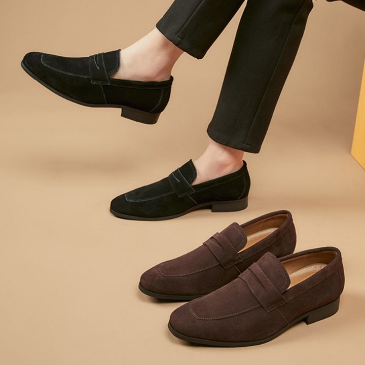 スエード靴 上質素材使用紳士用本革ペニーローファー
