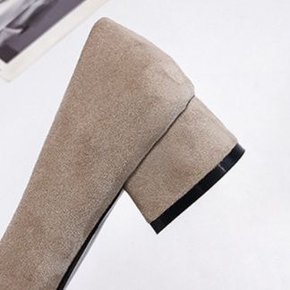 スエード靴 上品な低反発クッション付きスクエアトゥパンプス