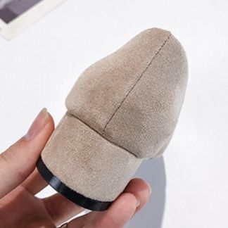スエード靴 上品な低反発クッション付きスクエアトゥパンプス