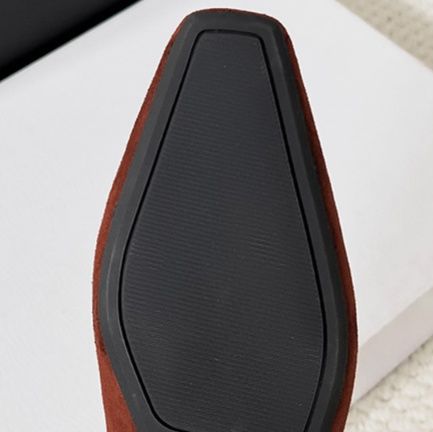 スエード靴 上品な起毛素材スクエアトゥパンプス