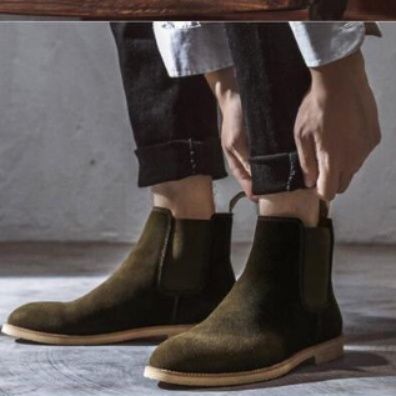 スエード靴 ビジネスシューズ サイドゴア短靴