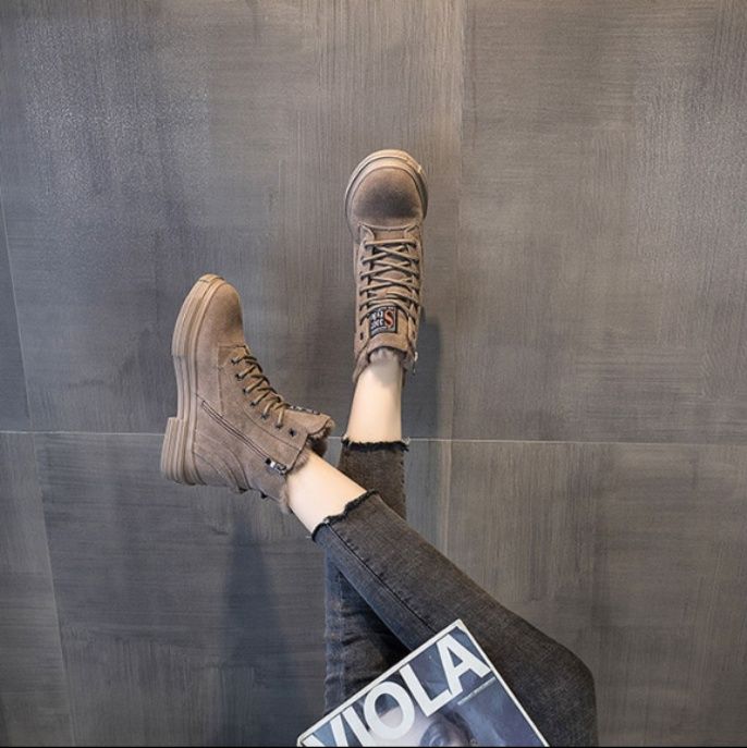 スエード靴 スエード安全靴 ふわふわファー付き冬用作業靴