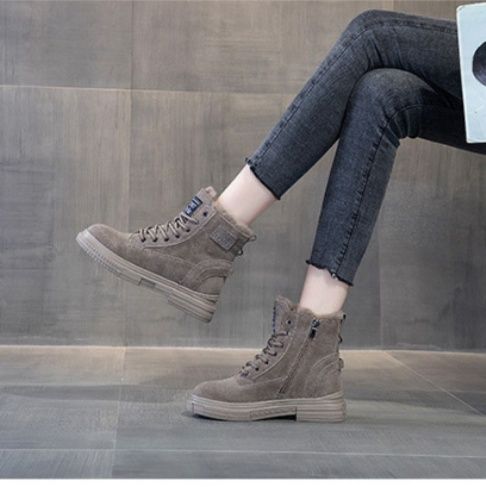 スエード靴 スエード安全靴 ふわふわファー付き冬用作業靴