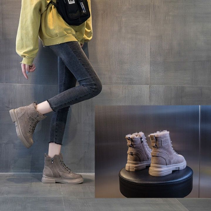 スエード靴 スエード安全靴 ふわふわファー付き冬用作業靴