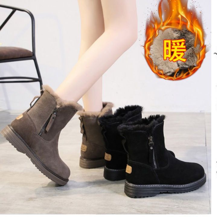 スエード靴 ふわふわファー付きスエード調ビジネスシューズ