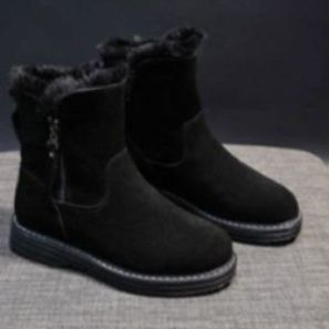 スエード靴 ふわふわファー付きスエード調ビジネスシューズ