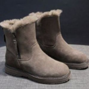 スエード靴 ふわふわファー付きスエード調ビジネスシューズ