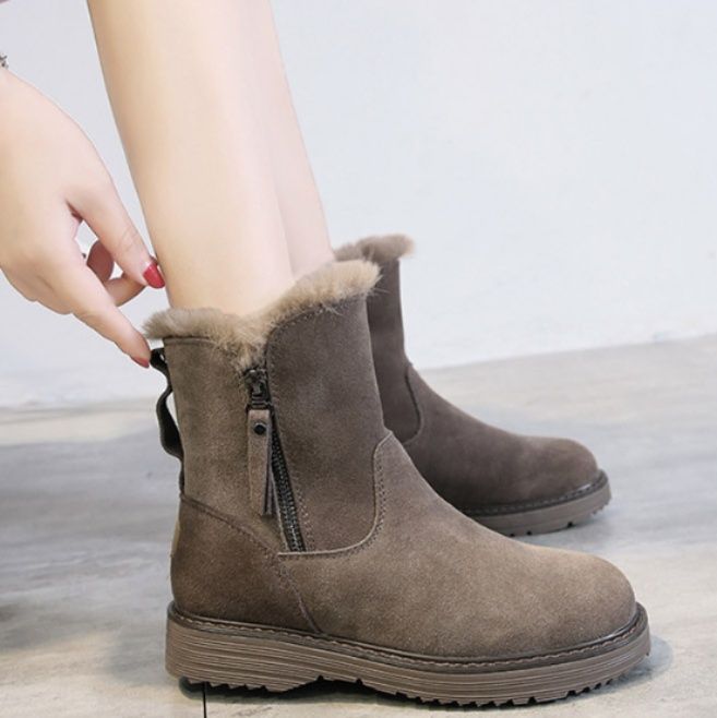 スエード靴 ふわふわファー付きスエード調ビジネスシューズ