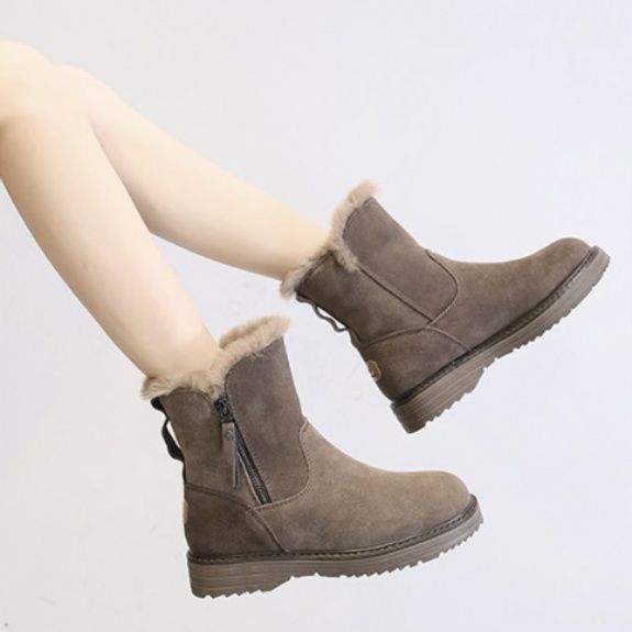 スエード靴 ふわふわファー付きスエード調ビジネスシューズ