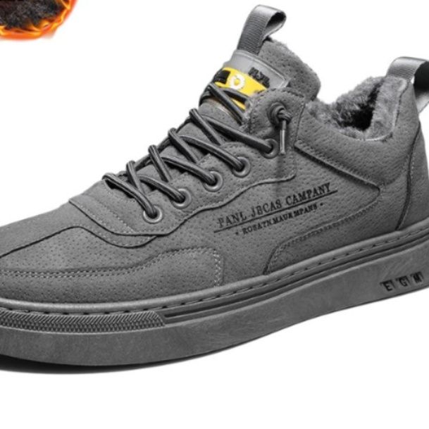 スエード靴 裏ボア仕様の厚底スエード靴スニーカー