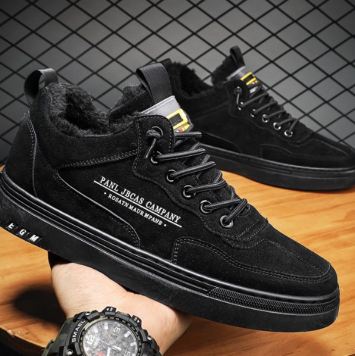 スエード靴 裏ボア仕様の厚底スエード靴スニーカー