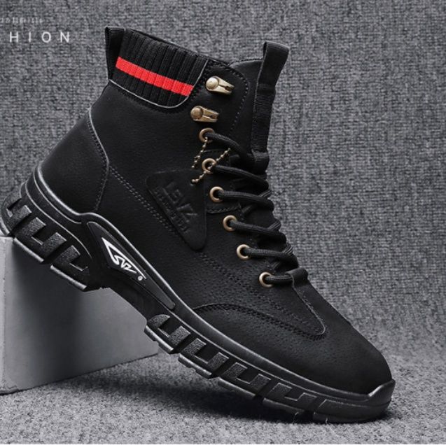 スエード靴 本革スエード靴ハイカットミリタリースニーカー