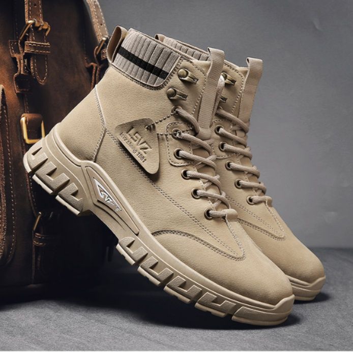 スエード靴 本革スエード靴ハイカットミリタリースニーカー