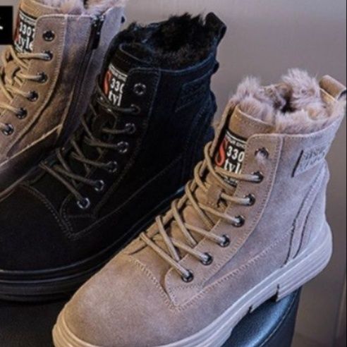 スエード靴 スエード安全靴 ふわふわファー付き冬用作業靴