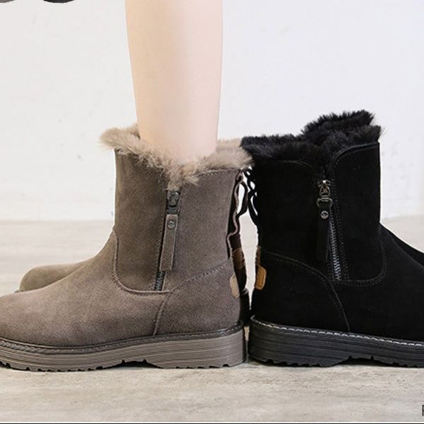 スエード靴 ふわふわファー付きスエード調ビジネスシューズ