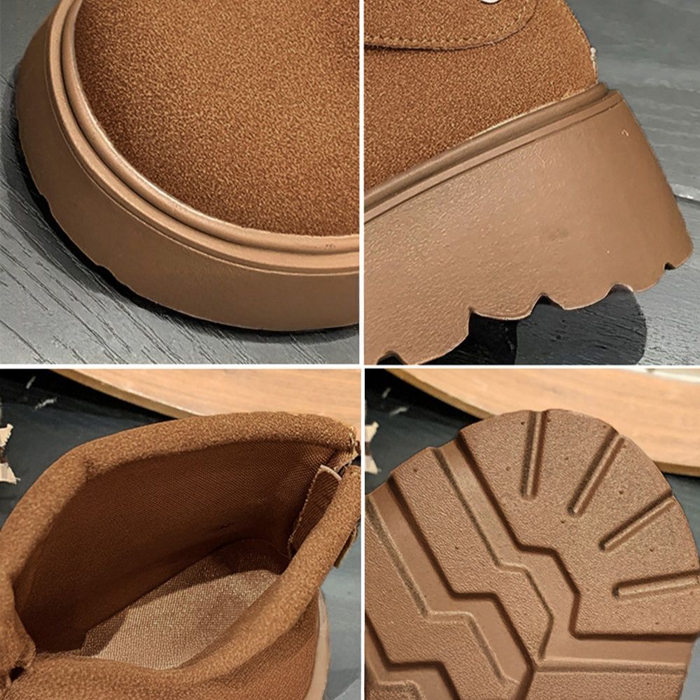 レディース厚底ショートブーツ 秋冬美脚スエード靴