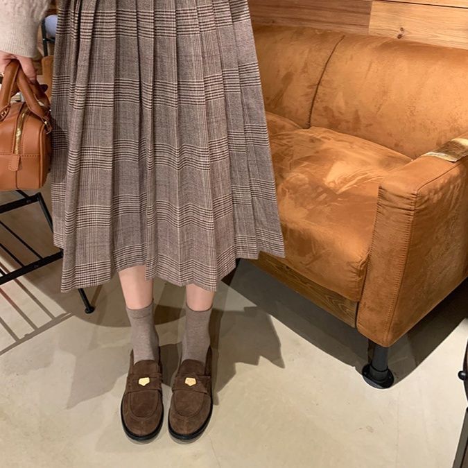 スエード靴 金具付きビットローファー