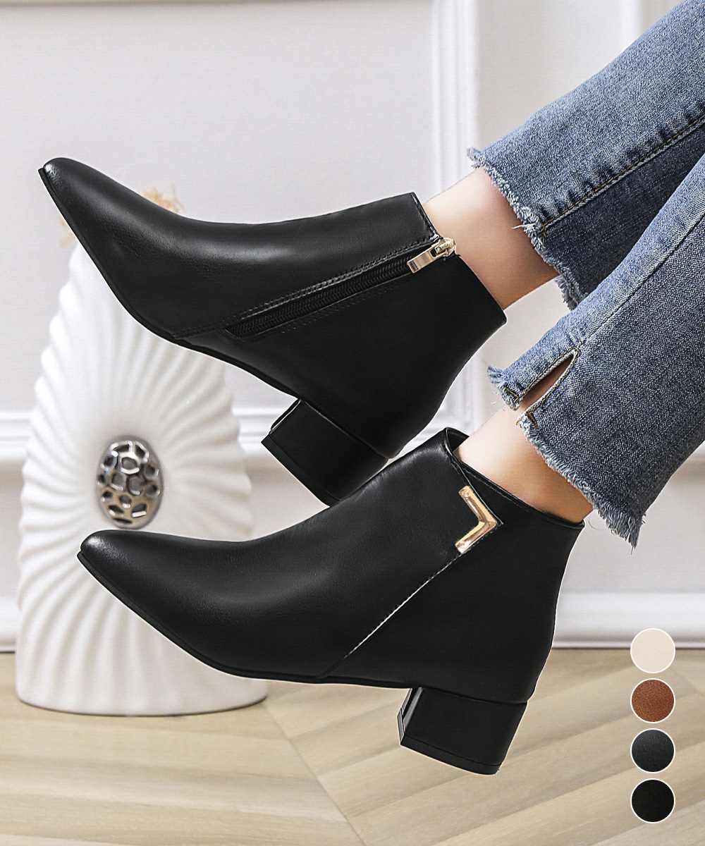 スエード靴 スエード太ヒール秋冬ショートブーツ