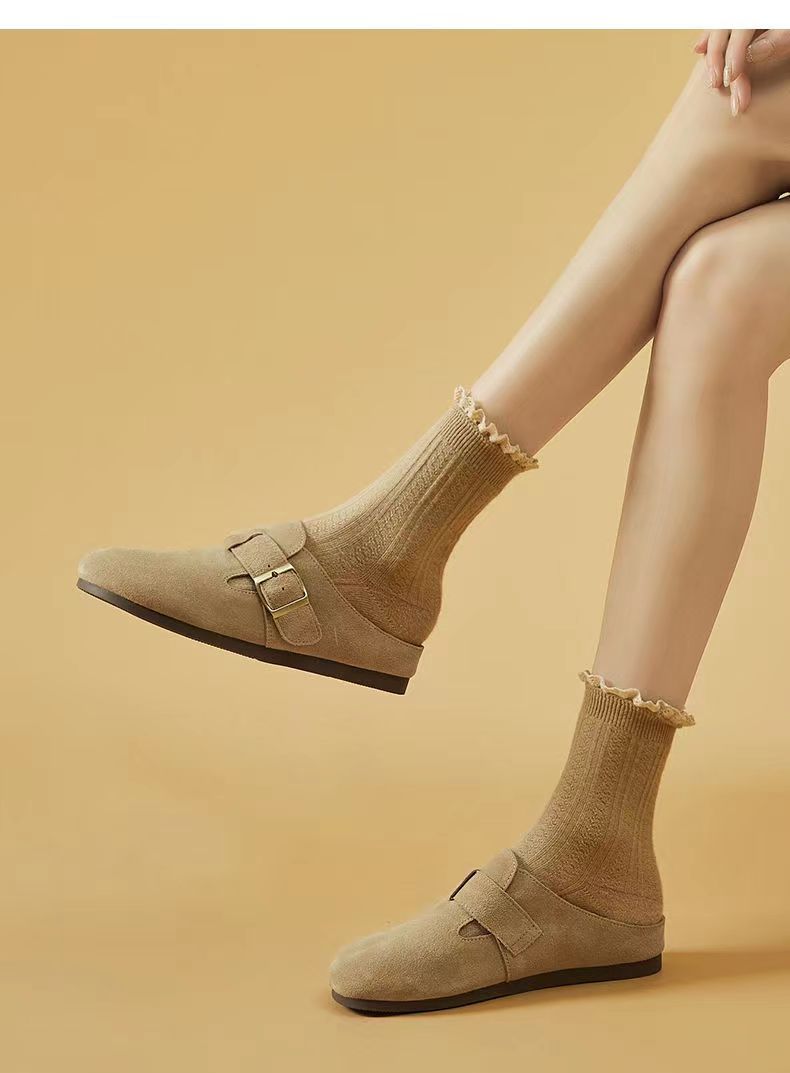 スエード靴 レディース スエード ミュール ぺたんこ かかとなし 履きやすい靴