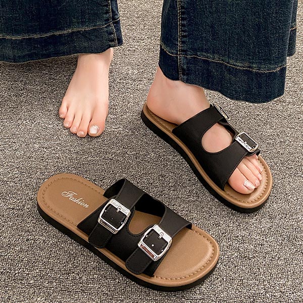 スエード靴 レディース 二本留め サンダル スエード調