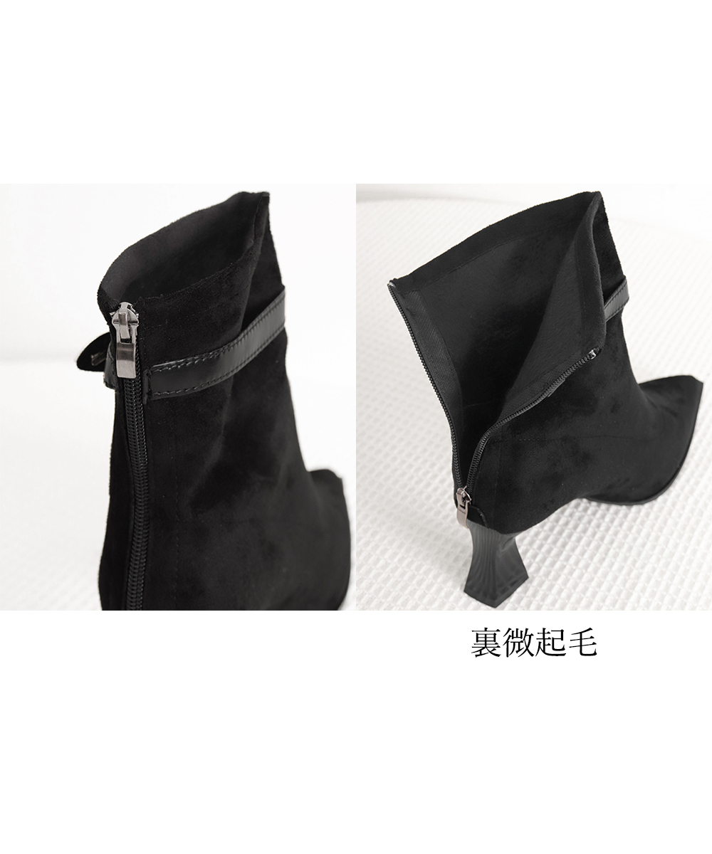 スエード靴 レディース ショート太ヒール裏起毛ブーツ