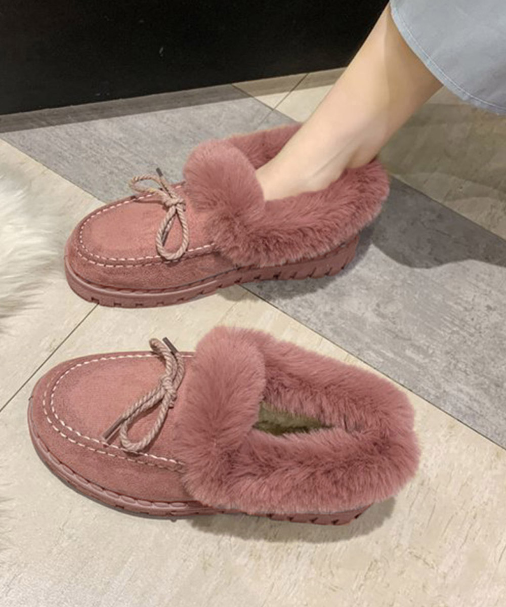 もこもこボア付きモカシン女性用暖かい冬靴