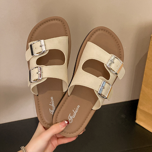 スエード靴 レディース 二本留め サンダル スエード調