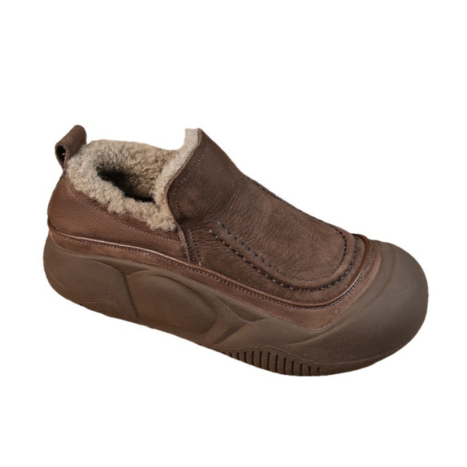 スエード靴 レディース もこもこ内ボア スエード調 裏起毛 スリッポン