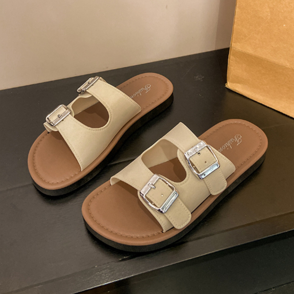 スエード靴 レディース 二本留め サンダル スエード調