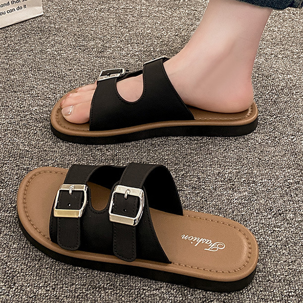 スエード靴 レディース 二本留め サンダル スエード調