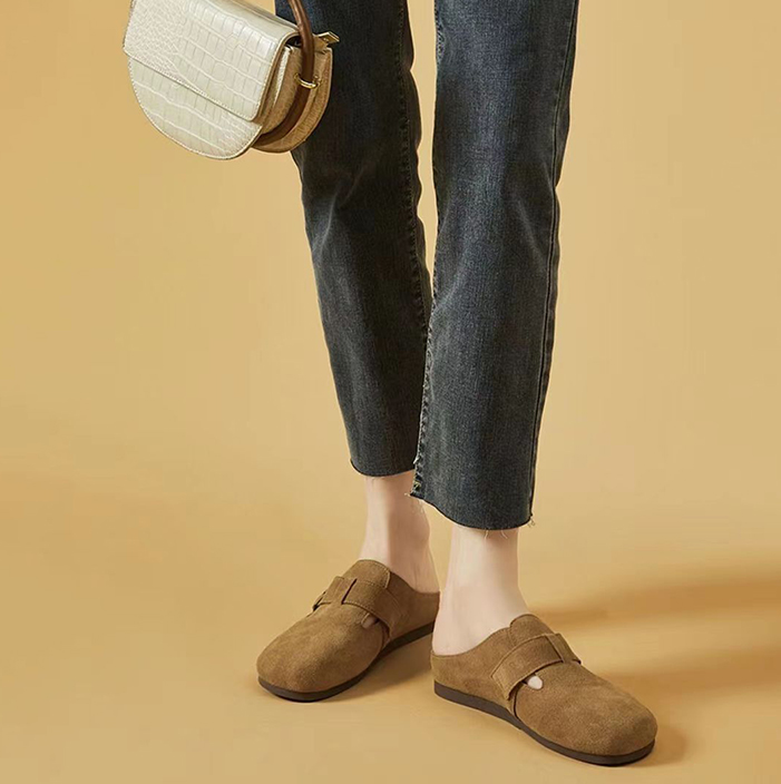 スエード靴 レディース スエード ミュール ぺたんこ かかとなし 履きやすい靴