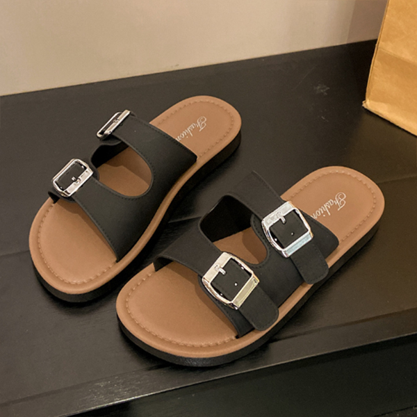 スエード靴 レディース 二本留め サンダル スエード調