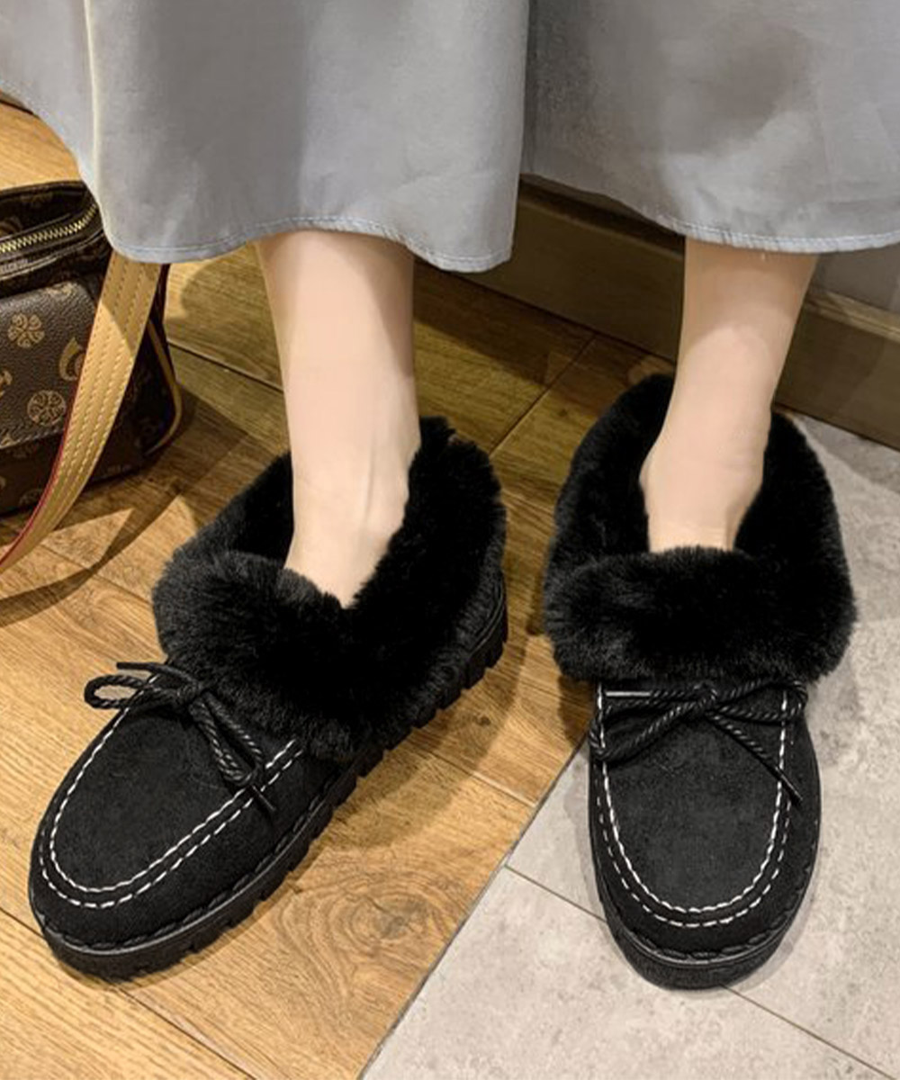 もこもこボア付きモカシン女性用暖かい冬靴