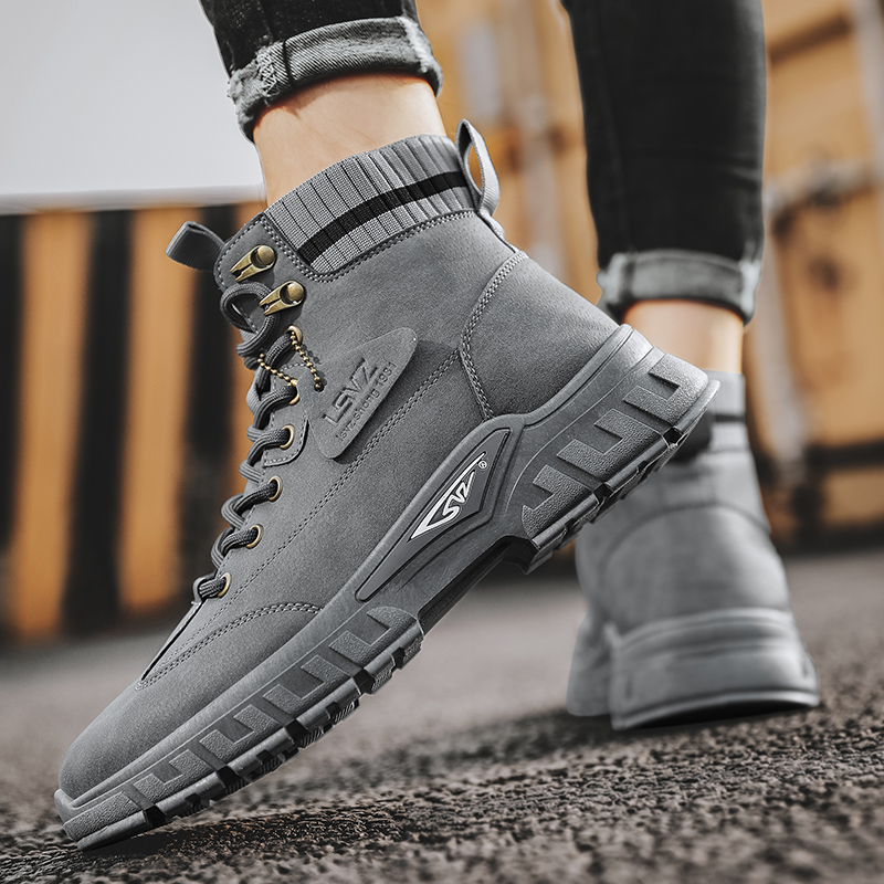 スエード靴 本革スエード靴ハイカットミリタリースニーカー