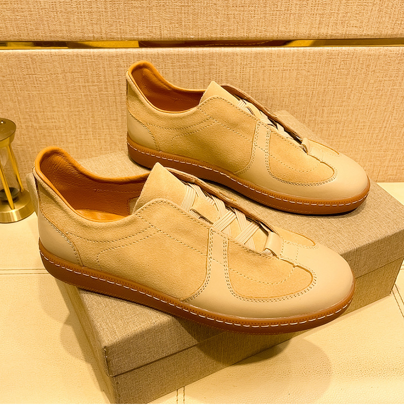 スエード靴 メンズ上質レザー切替スリッポン型紐なし革靴