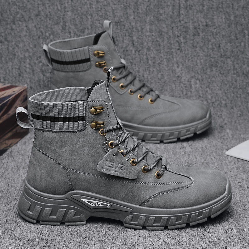 スエード靴 本革スエード靴ハイカットミリタリースニーカー