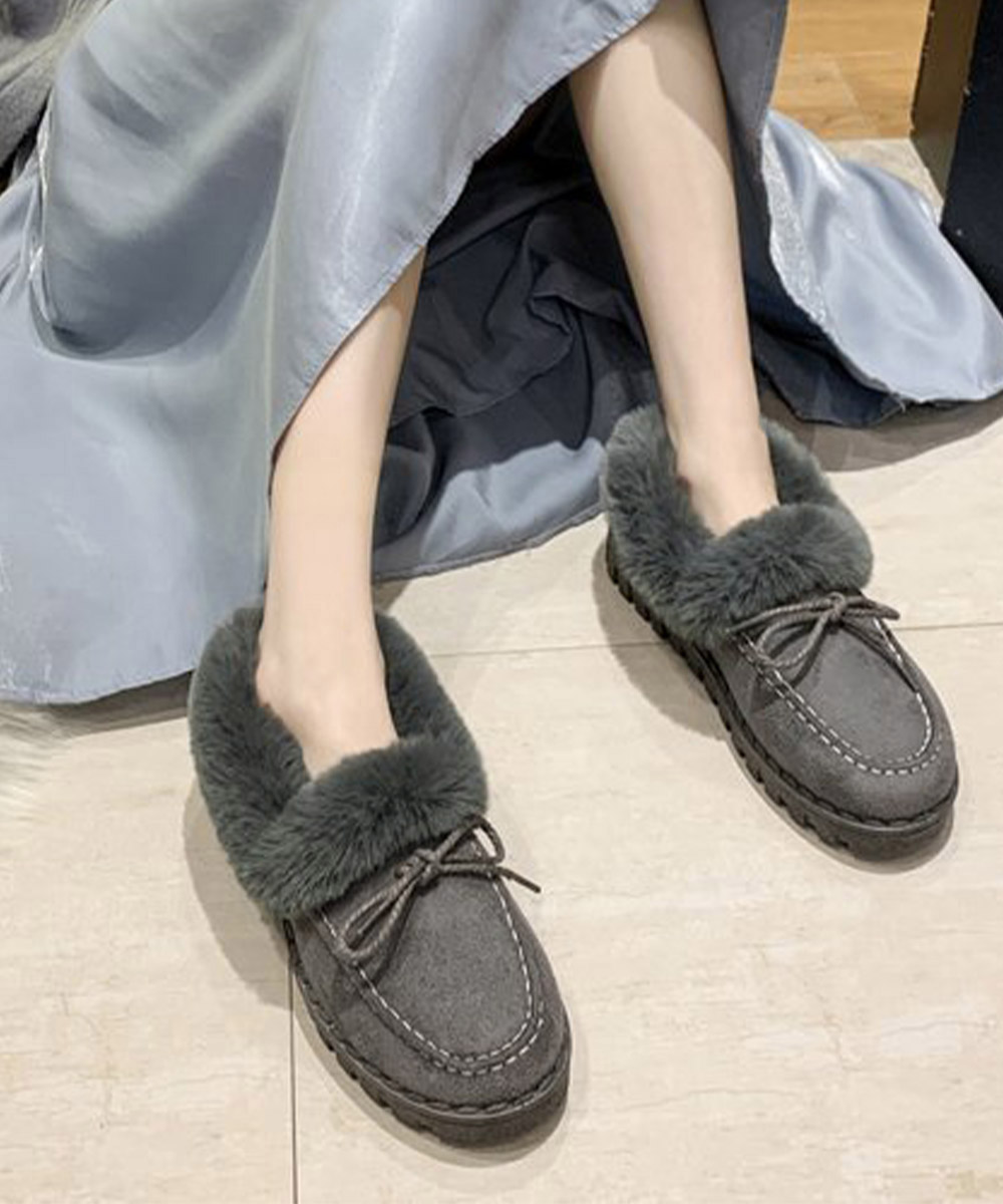 もこもこボア付きモカシン女性用暖かい冬靴