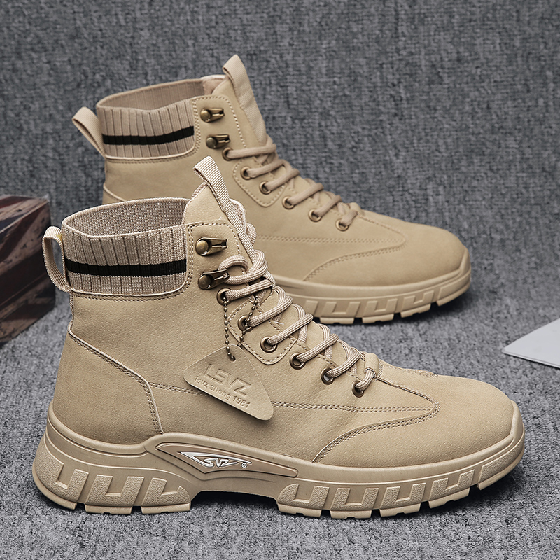 スエード靴 本革スエード靴ハイカットミリタリースニーカー