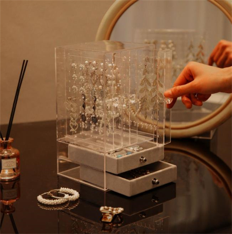 グッズ収納 二段引き出し式透明アクセサリー収納ディスプレイケース
