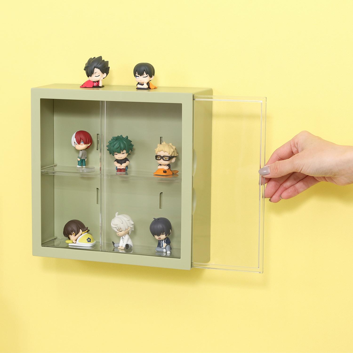 グッズ収納   壁掛け ディスプレイケース　抹茶色 推し活