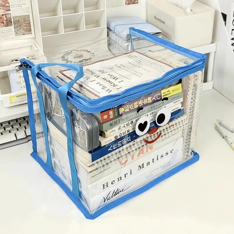 グッズ収納 透明窓付き可愛い顔文字デザイン本収納ボックス