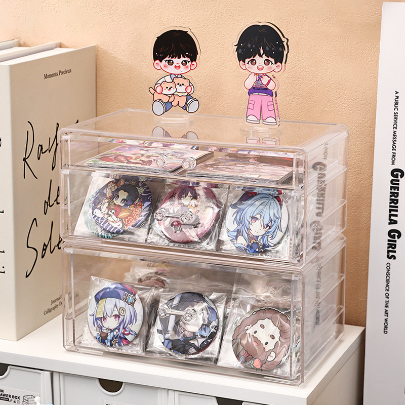 グッズ収納 透明引き出し式缶バッジ収納ボックス