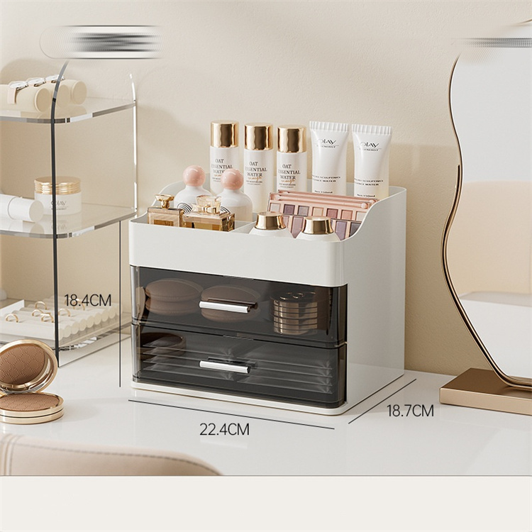 グッズ収納 引き出し式化粧品収納ボックス防塵天板付き