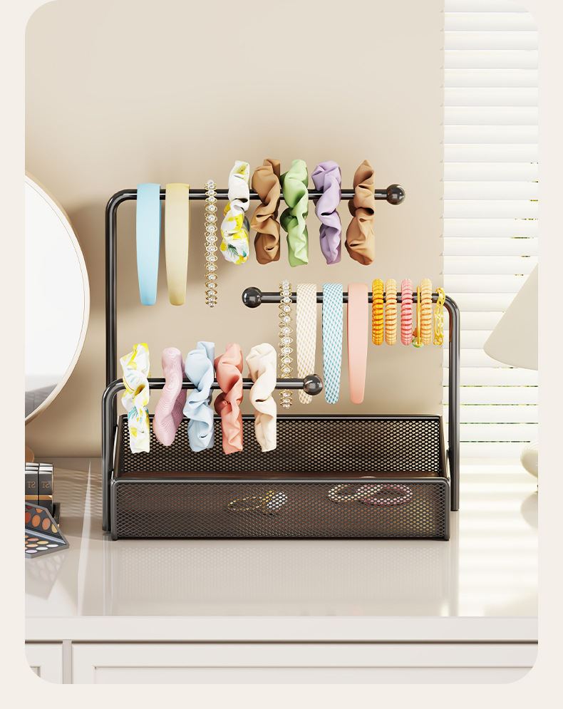 グッズ収納 多機能髪飾り整理トレイ付き吊り下げ収納台 カチューシャ収納
