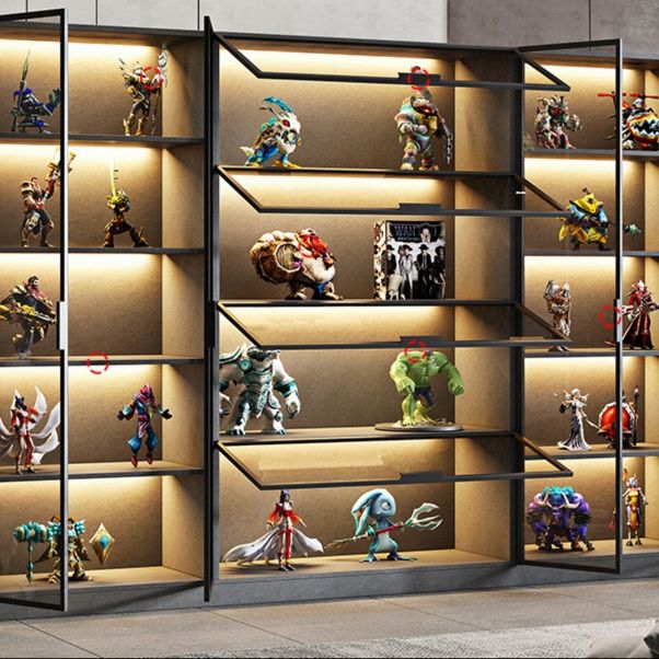 グッズ収納 照明付き立体格子フィギュア陳列棚