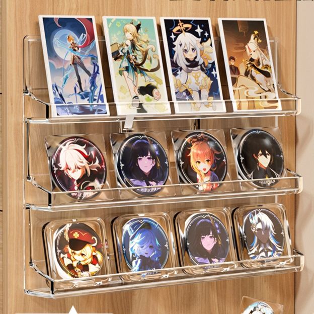 グッズ収納 多段式透明缶バッジディスプレイラック