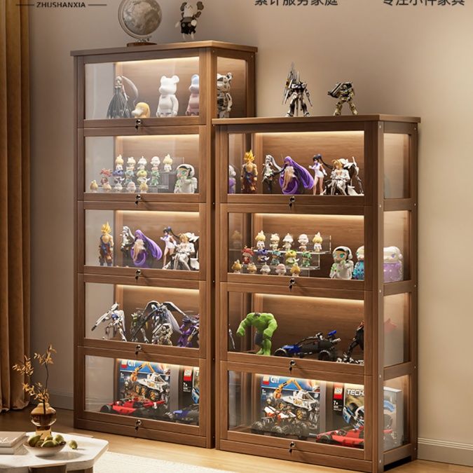 グッズ収納 木製フィギュア収納キャビネット