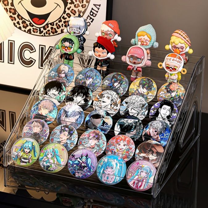 グッズ収納 階段式クリア缶バッジ収納ケース