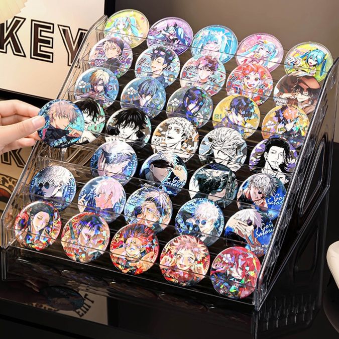 グッズ収納 階段式クリア缶バッジ収納ケース